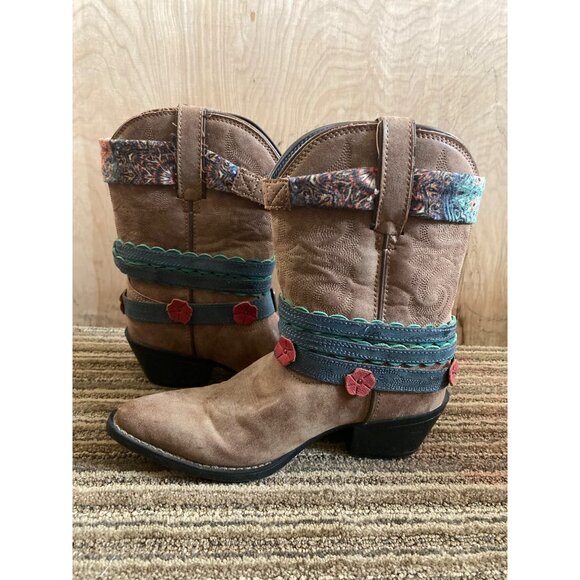 Durango Kid’s 8” Western Cowboy Boots DBT0170 Brown Mid-Calf Straps 2016 Size 4M - Picture 2 of 11